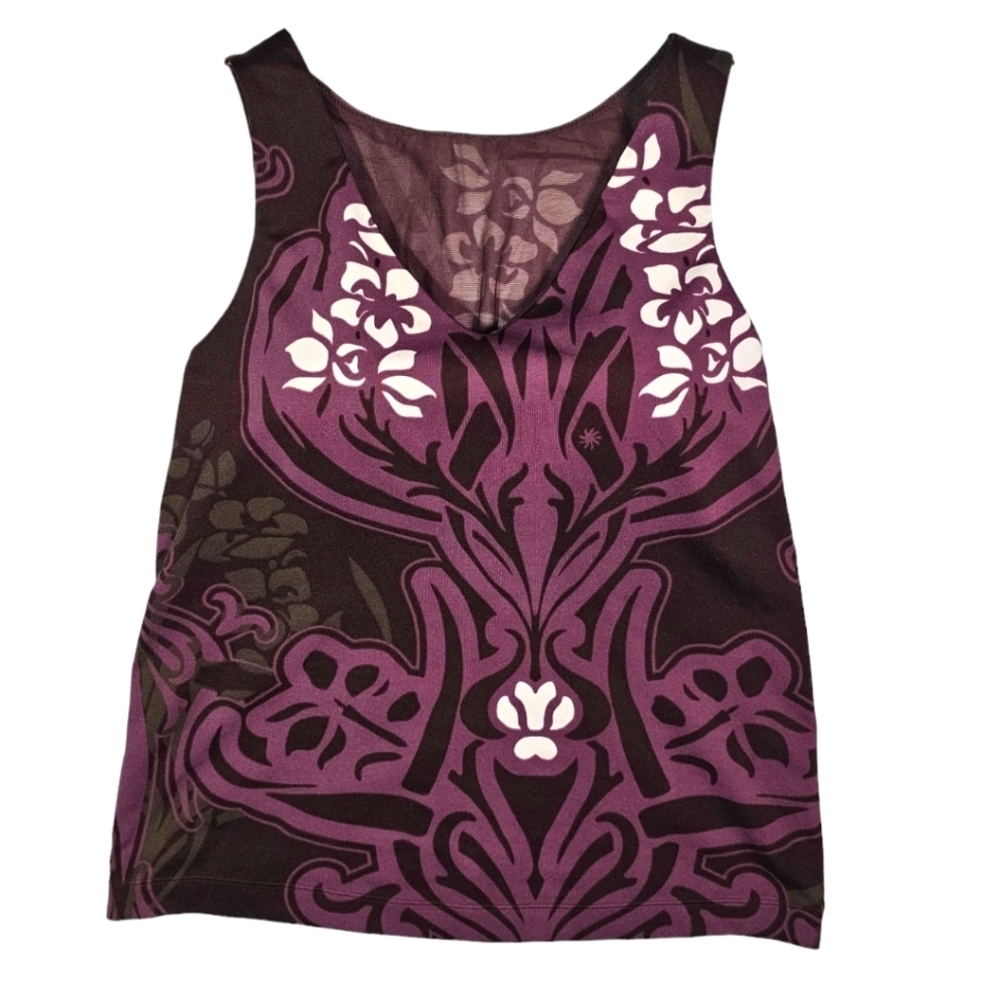 Athleta Size 36C Shape Wear Tank With Built In Bra Purple Flowers